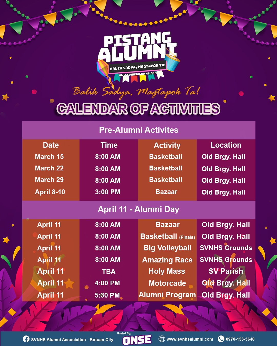 Alumni Homecoming Schedule